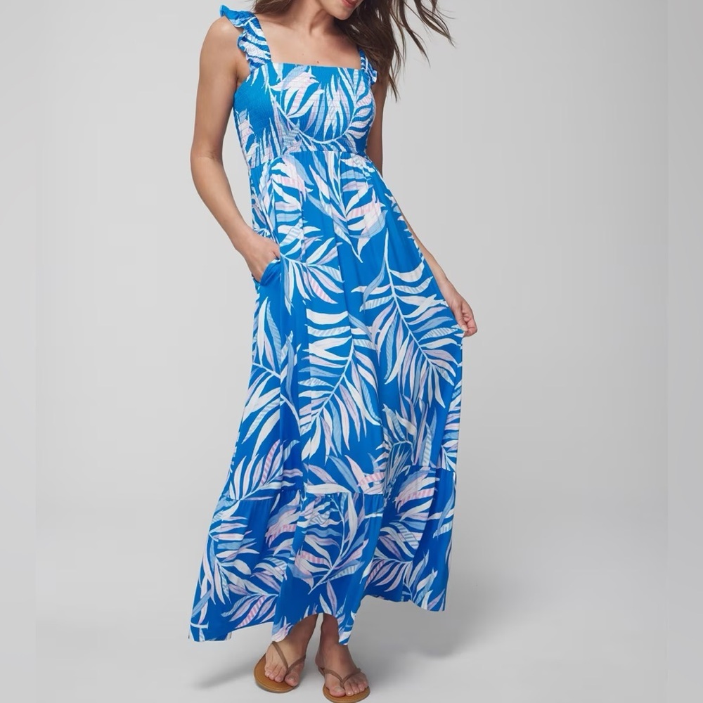 *NWT* SOFT JERSEY - Smocked Flutter Sleeve Maxi Bra Dress